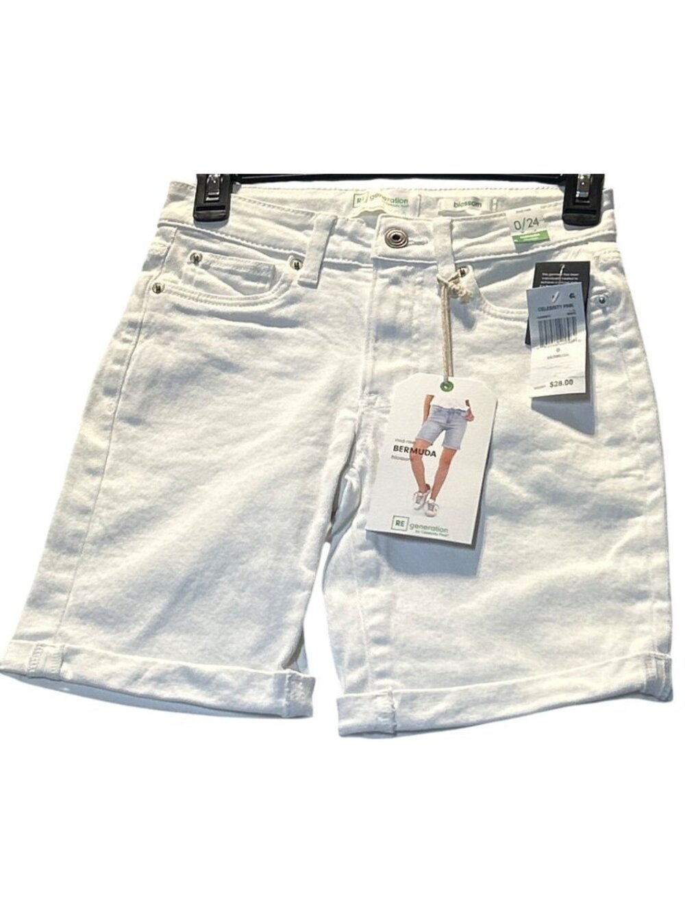 Celebrity Pink Womens Mid-Rise Bermuda Shorts Size 0 White Denim Sustainable Cot